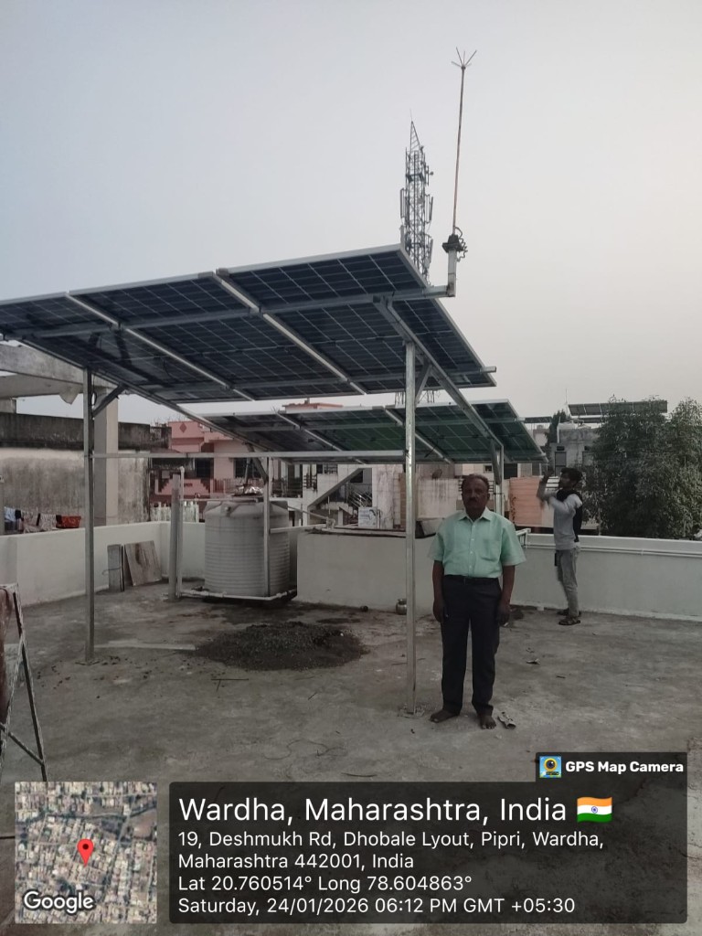 Completed residential rooftop solar installation in Wardha